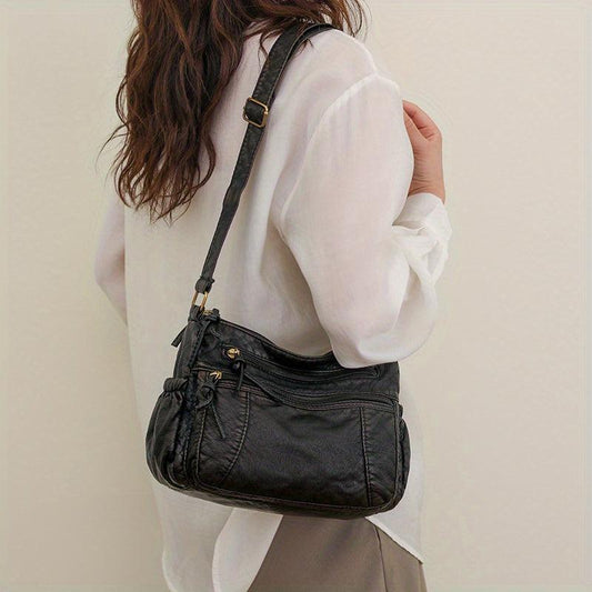 Vintage Crossbody Bag PU Leather Textured Purse