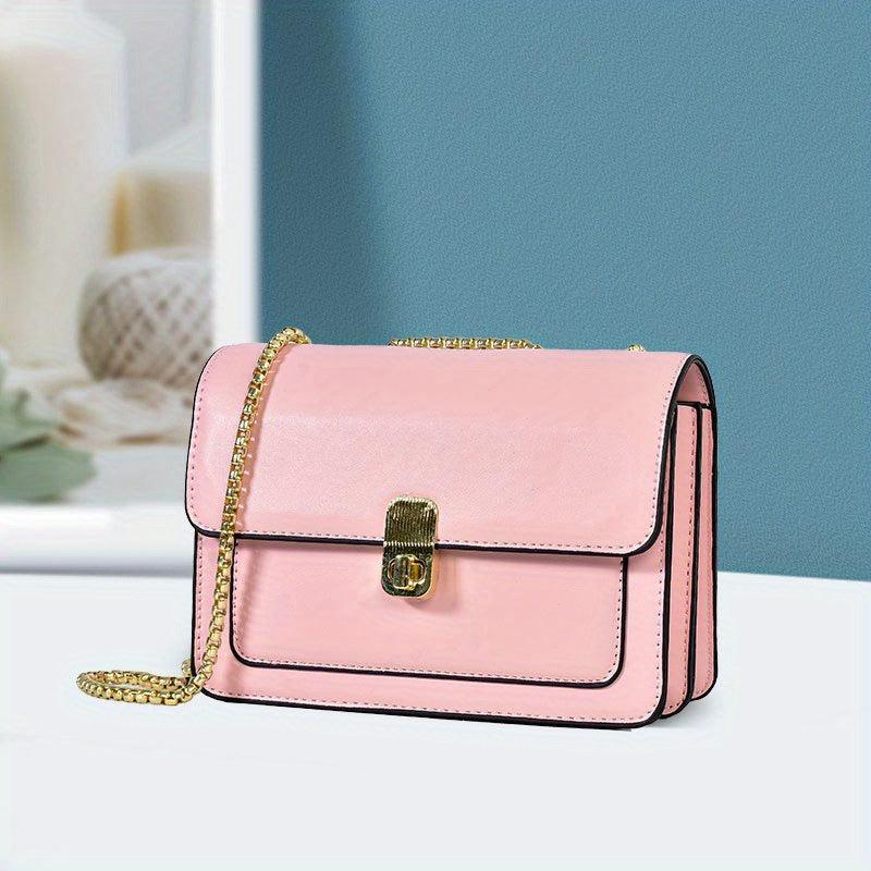 Small Chain Crossbody Bag Solid Square Purse for Women