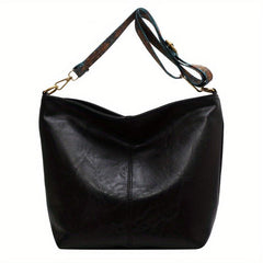 Vintage Crossbody Bag Ethnic Strap Shoulder Bag PU Leather Bucket Style Hobo Bag