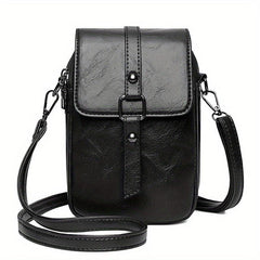 Double Zipper Cell Phone Crossbody Bag PU Leather Textured Bag Purse