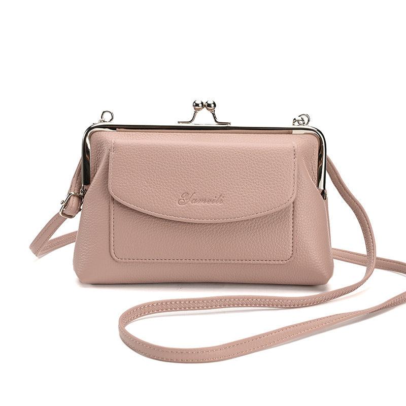 Women's Crossbody Bag Kiss Lock Phone Purse Faux Leather
