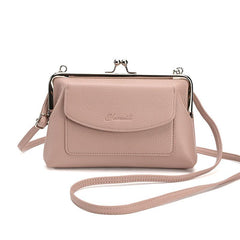 Women's Crossbody Bag Kiss Lock Phone Purse Faux Leather