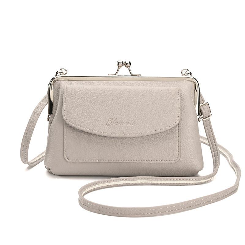 Women's Crossbody Bag Kiss Lock Phone Purse Faux Leather