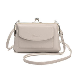 Women's Crossbody Bag Kiss Lock Phone Purse Faux Leather