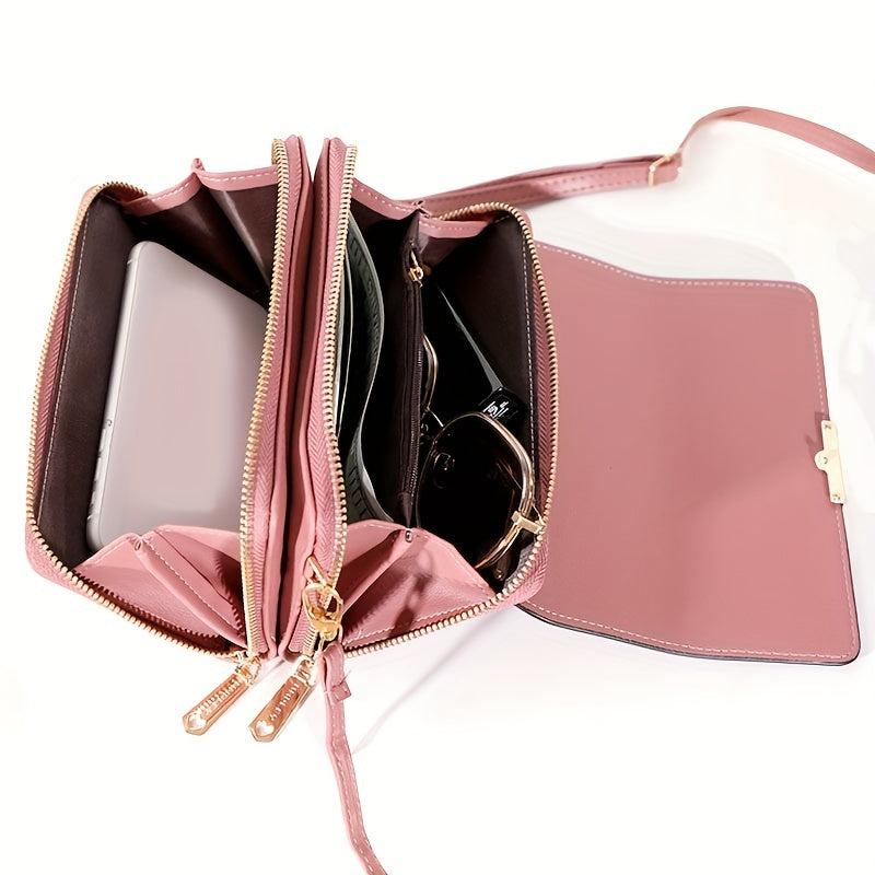 Flap Zipper Crossbody Bag PU Leather Textured Bag Purse