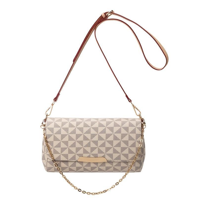 Geometric Pattern Flap Baguette Bag Crossbody Purse