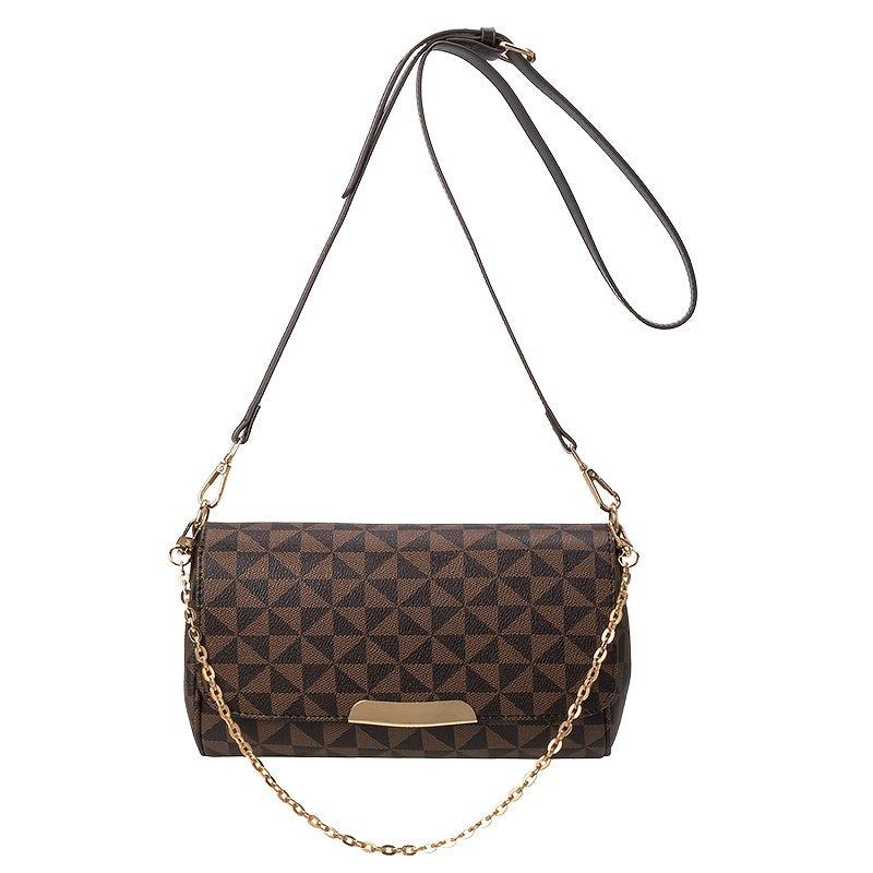 Geometric Pattern Flap Baguette Bag Crossbody Purse