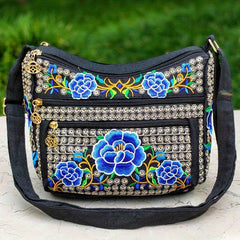 Vintage Flower Embroidered Hobo Shoulder Bag Women's Bag for Travel
