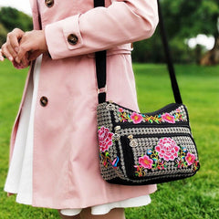 Vintage Flower Embroidered Hobo Shoulder Bag Women's Bag for Travel