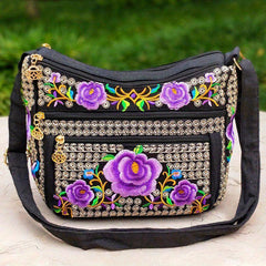 Vintage Flower Embroidered Hobo Shoulder Bag Women's Bag for Travel