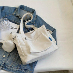 Canvas Tote Bag With Coin Purse Large Capacity Crossbody Bag