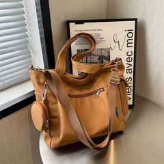 Canvas Tote Bag With Coin Purse Large Capacity Crossbody Bag