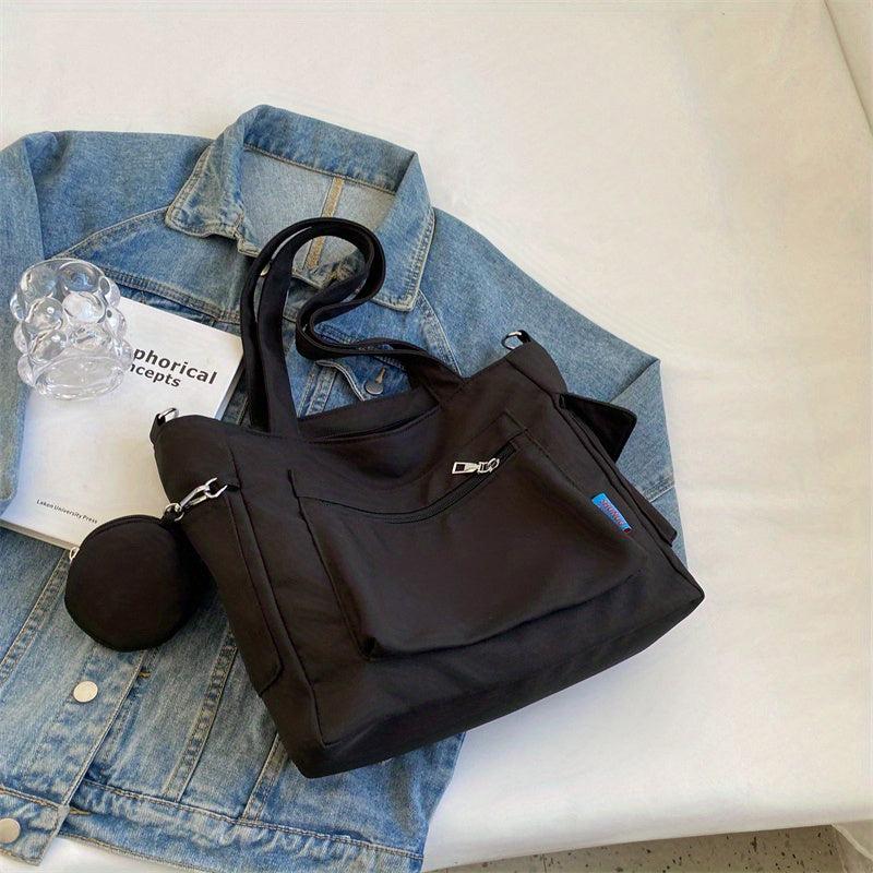 Canvas Tote Bag With Coin Purse Large Capacity Crossbody Bag
