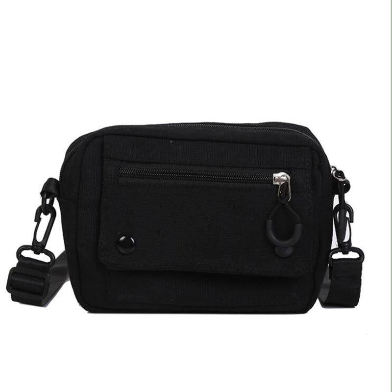 Canvas Crossbody Bag with Buckle Decor Flap Purse
