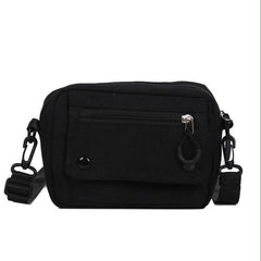 Canvas Crossbody Bag with Buckle Decor Flap Purse