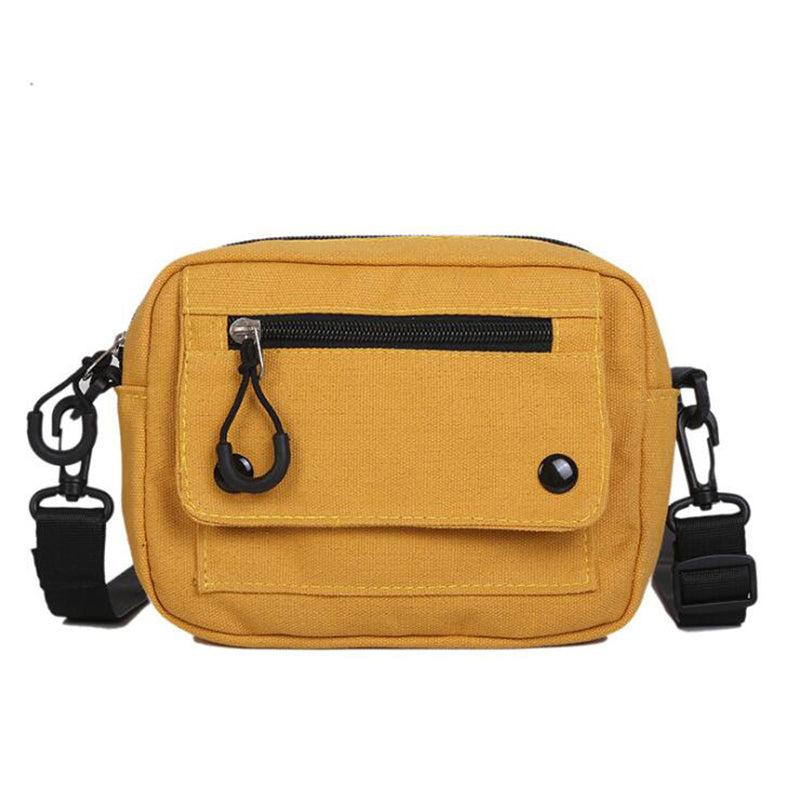 Canvas Crossbody Bag with Buckle Decor Flap Purse