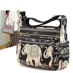 Retro Print Waterproof Crossbody Bag Large Capacity Casual Oxford Cloth Shoulder