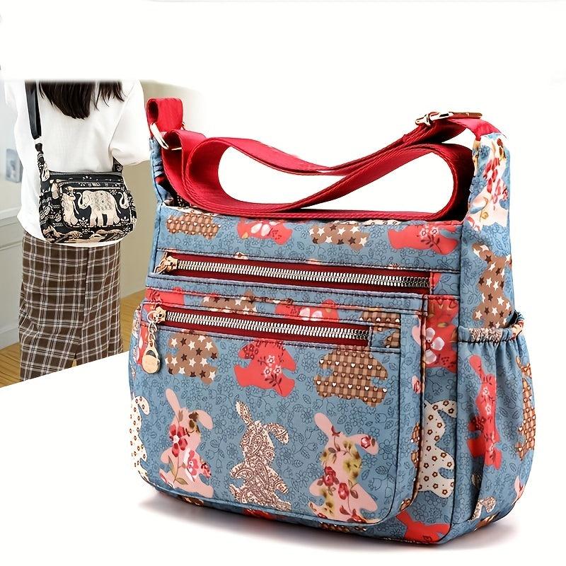 Retro Print Waterproof Crossbody Bag Large Capacity Casual Oxford Cloth Shoulder