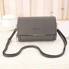 Solid Shoulder Square Bag Coin Purse With Strap