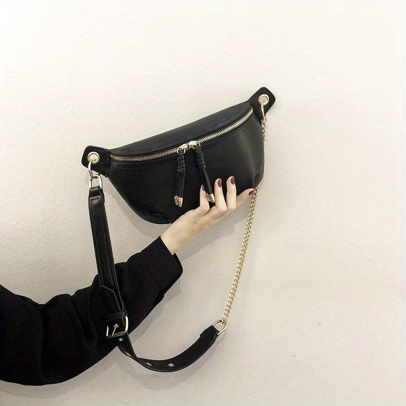 Chain Crossbody Bag Double Zipper Waist Bag