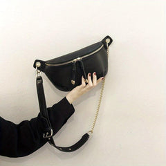 Chain Crossbody Bag Double Zipper Waist Bag