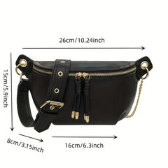 Chain Crossbody Bag Double Zipper Waist Bag