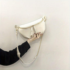 Chain Crossbody Bag Double Zipper Waist Bag