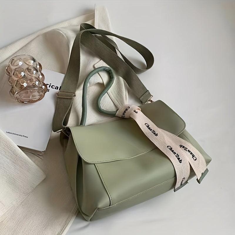 Minimalist Flap Hobo Bag PU Leather Handbag Women's Tote & Shoulder Purse
