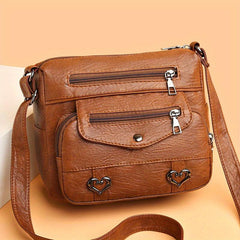 Rhombus Pattern Crossbody Bag Heart Decor Shoulder Bag