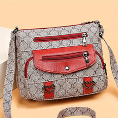 Rhombus Pattern Crossbody Bag Heart Decor Shoulder Bag