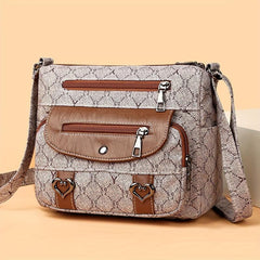 Rhombus Pattern Crossbody Bag Heart Decor Shoulder Bag