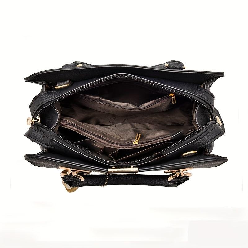 PU Leather Handbag Large Capacity Satchel Purse Women's Crossbody Bag
