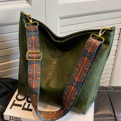 Geometric Strap Hobo Bag Crossbody Retro Style Shoulder Large Capacity