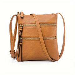 Small Zipper Crossbody Bag PU Leather Textured Bag Purse