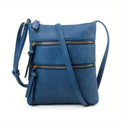 Small Zipper Crossbody Bag PU Leather Textured Bag Purse