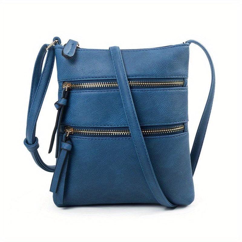 Small Zipper Crossbody Bag PU Leather Textured Bag Purse