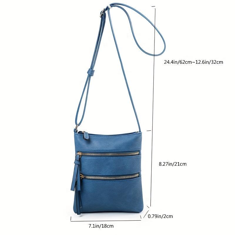 Small Zipper Crossbody Bag PU Leather Textured Bag Purse