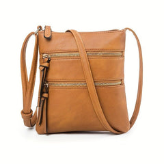 Small Zipper Crossbody Bag PU Leather Textured Bag Purse