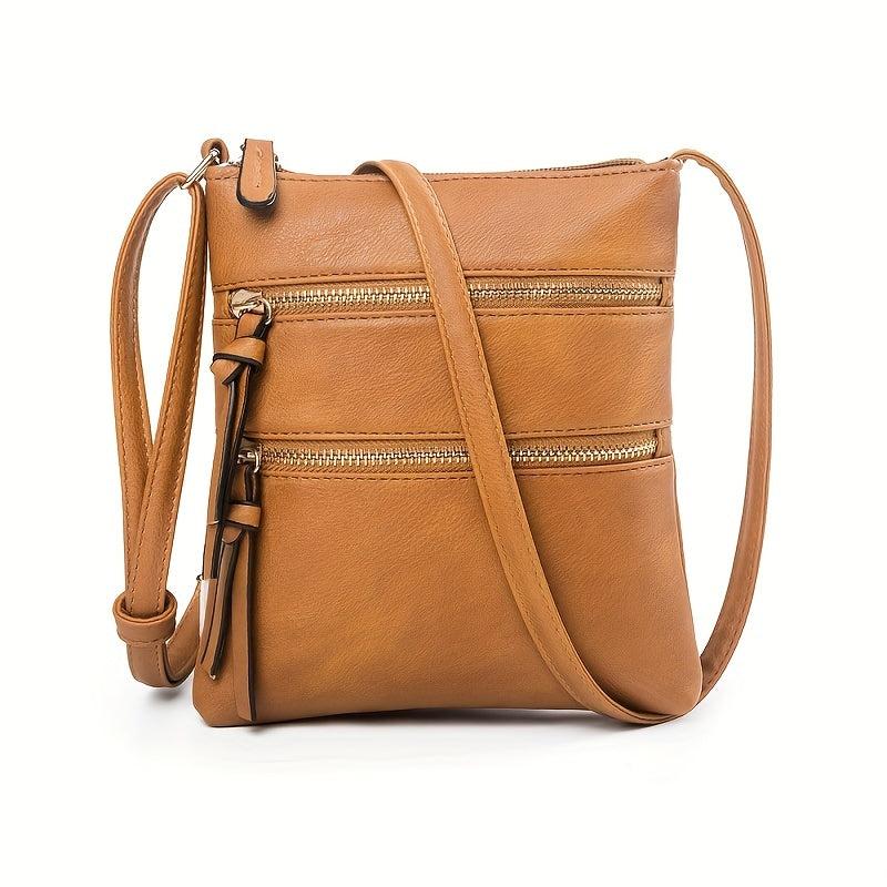Small Zipper Crossbody Bag PU Leather Textured Bag Purse