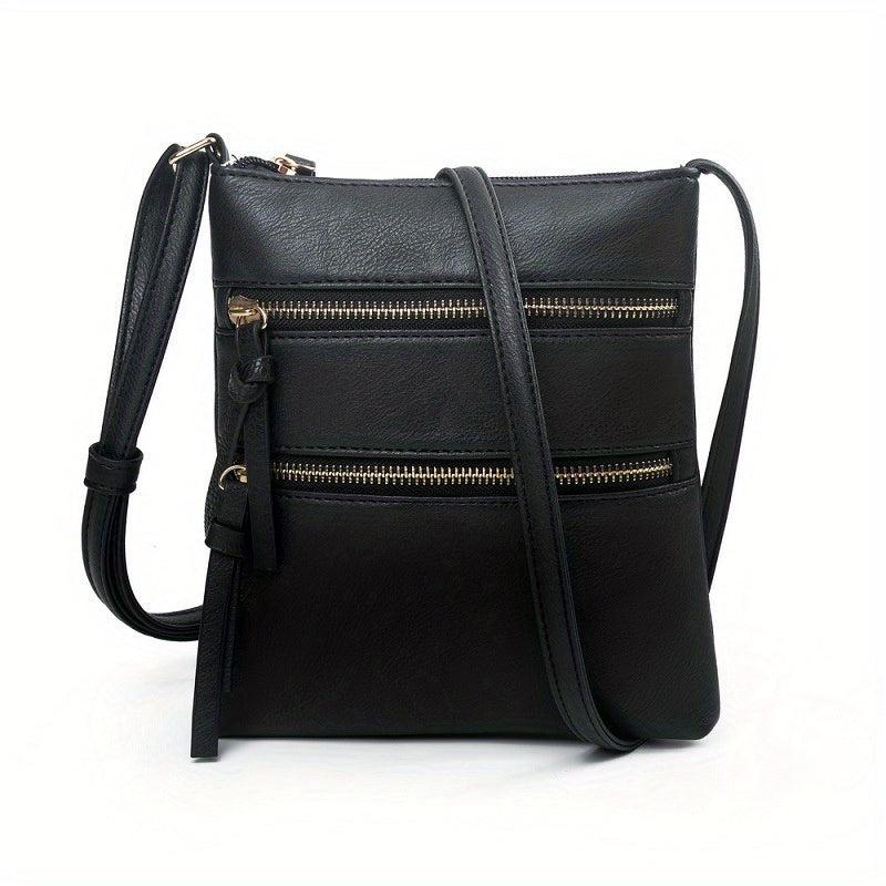 Small Zipper Crossbody Bag PU Leather Textured Bag Purse