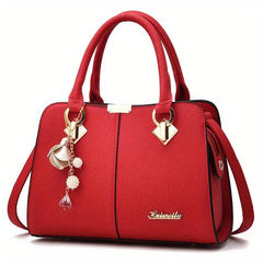 Classic Solid Tote Satchel Bag All Match Handbag Women's Classic Shoulder Bag