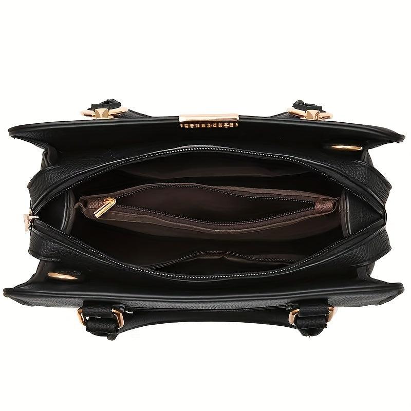Classic Solid Tote Satchel Bag All Match Handbag Women's Classic Shoulder Bag