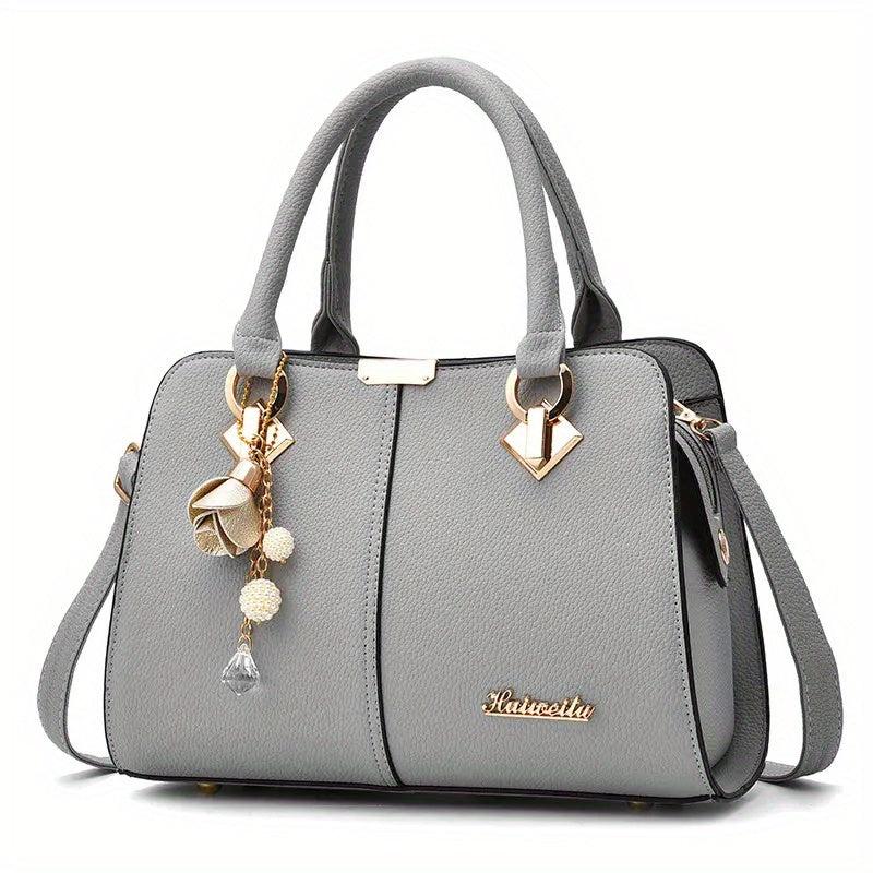 Classic Solid Tote Satchel Bag All Match Handbag Women's Classic Shoulder Bag