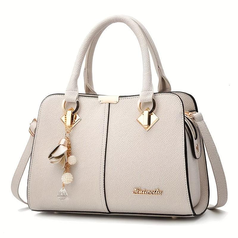 Classic Solid Tote Satchel Bag All Match Handbag Women's Classic Shoulder Bag