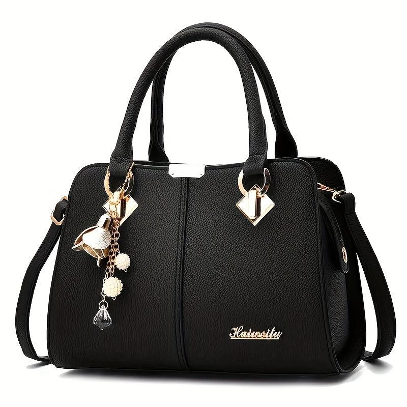 Classic Solid Tote Satchel Bag All Match Handbag Women's Classic Shoulder Bag