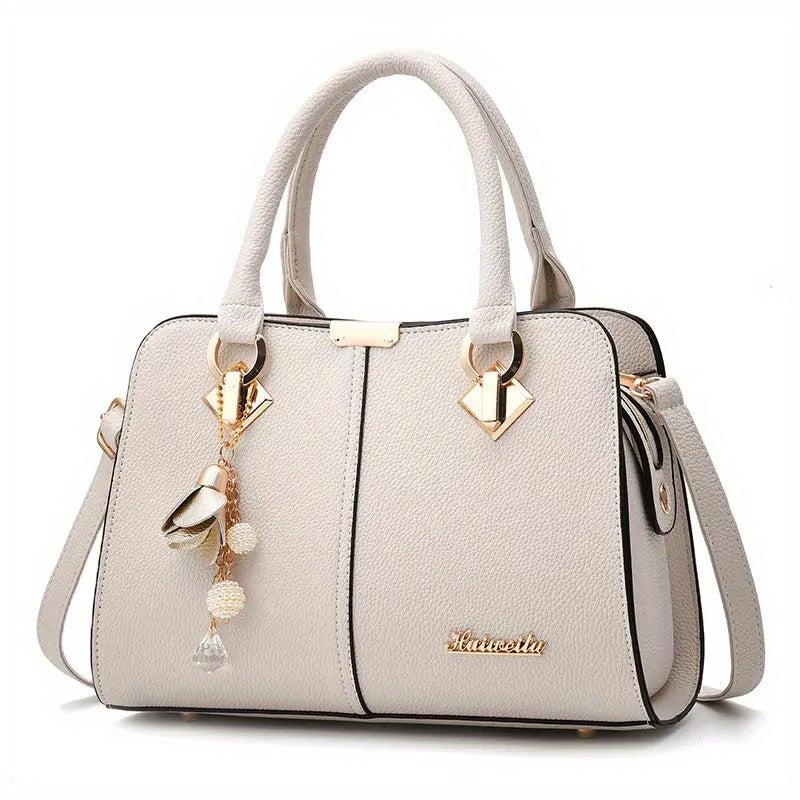 Classic Solid Tote Satchel Bag All Match Handbag Women's Classic Shoulder Bag