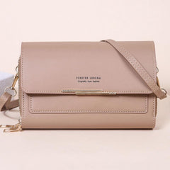 Metal Decor Flap Phone Purse Women's PU Leather Crossbody Bag