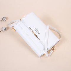 Metal Decor Flap Phone Purse Women's PU Leather Crossbody Bag