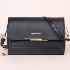 Metal Decor Flap Phone Purse Women's PU Leather Crossbody Bag