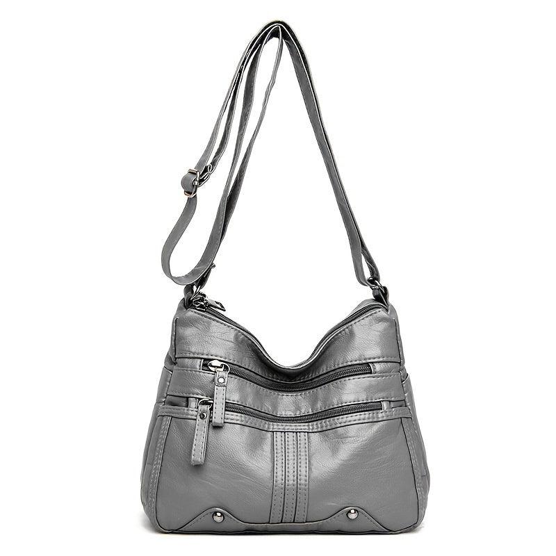 Studded Decor Crossbody Bag Women's Pocket Purse PU Leather Shoulder Bag